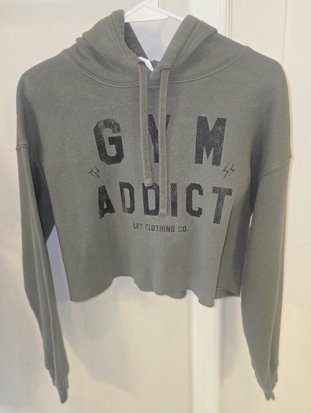 Lft Clothing Co Gym Addict Olive Cropped Hoodie Size: Small